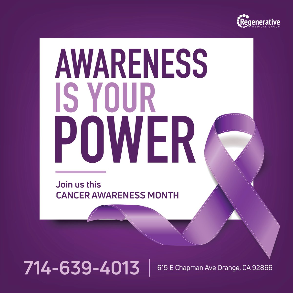 Regenerative615's tweet photo. Awareness is your Power

Visit: https://t.co/jsHoEXpHKQ
Phone: 714-639-4013

#cancer #CancerAwarenessMonth #cancerawareness #cancerwarrior #cancersupport https://t.co/vGTUZwWotc