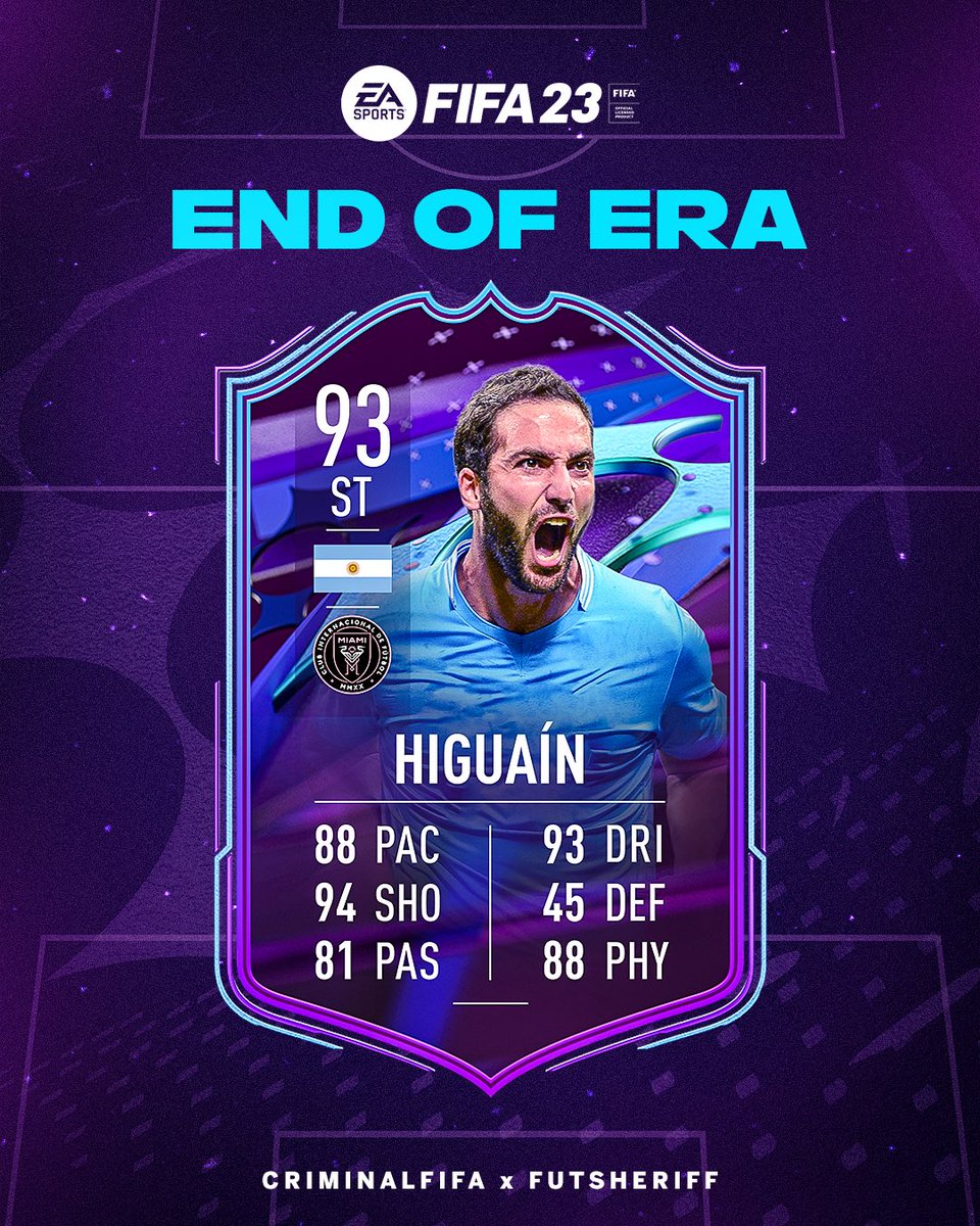 FutSheriff's tweet photo. 🚨Higuain 🇦🇷 EOAE is coming via SBC🔥

Stats are prediction ✍🏻

Make sure to follow @FutSheriff and @Criminal__x ❤️

#FIFA23 https://t.co/E0oyFeC2JL