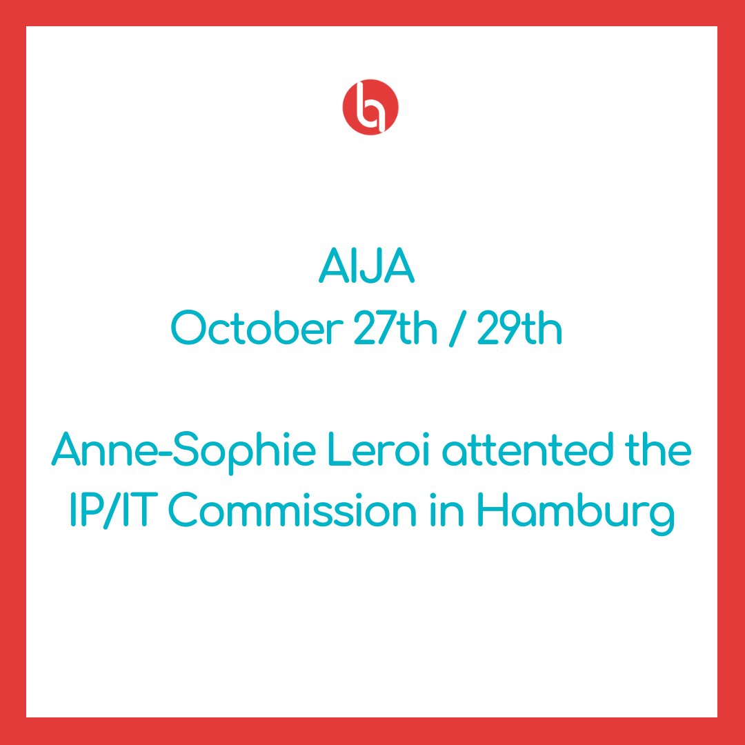Anne-Sophie LEROI had the pleasure to attend the <a href="/AIJAASSOCIATION/">AIJA</a>'s IP/IT Commission seminar in Hamburg.

The topics discussed : “Consumer goods and services – from global production to local consumption”.