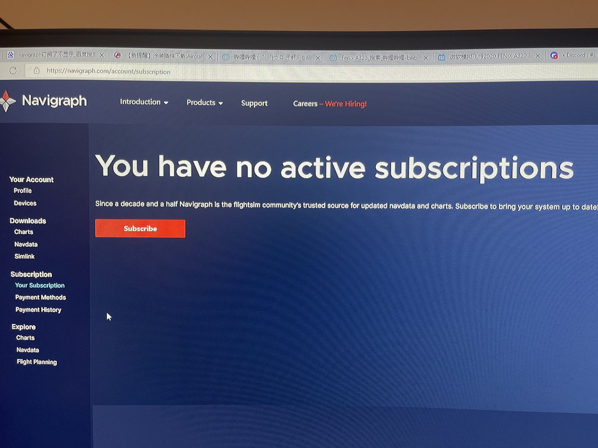 whysodick's tweet photo. @navigraph Hi，why does it say I didn't subscribe after I paid for several hours？ https://t.co/tI7dOfDv4h