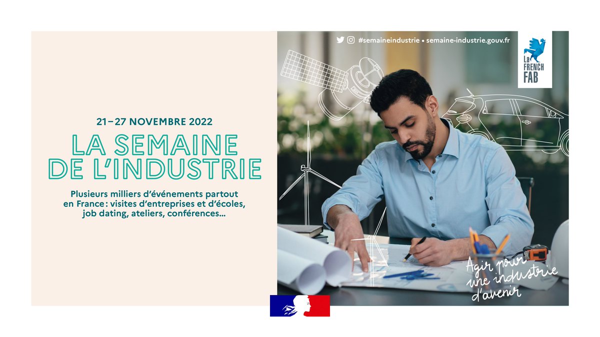 #SEDI2022 | La semaine de l’industrie, c’est + de 1500 événements en France ! Du 21 au 27 novembre, découvrez le secteur et ses métiers à travers des visites d’entreprises, des forums et des web-conférences. Trouver un événement 👉 bit.ly/3F26tWa #SemaineIndustrie