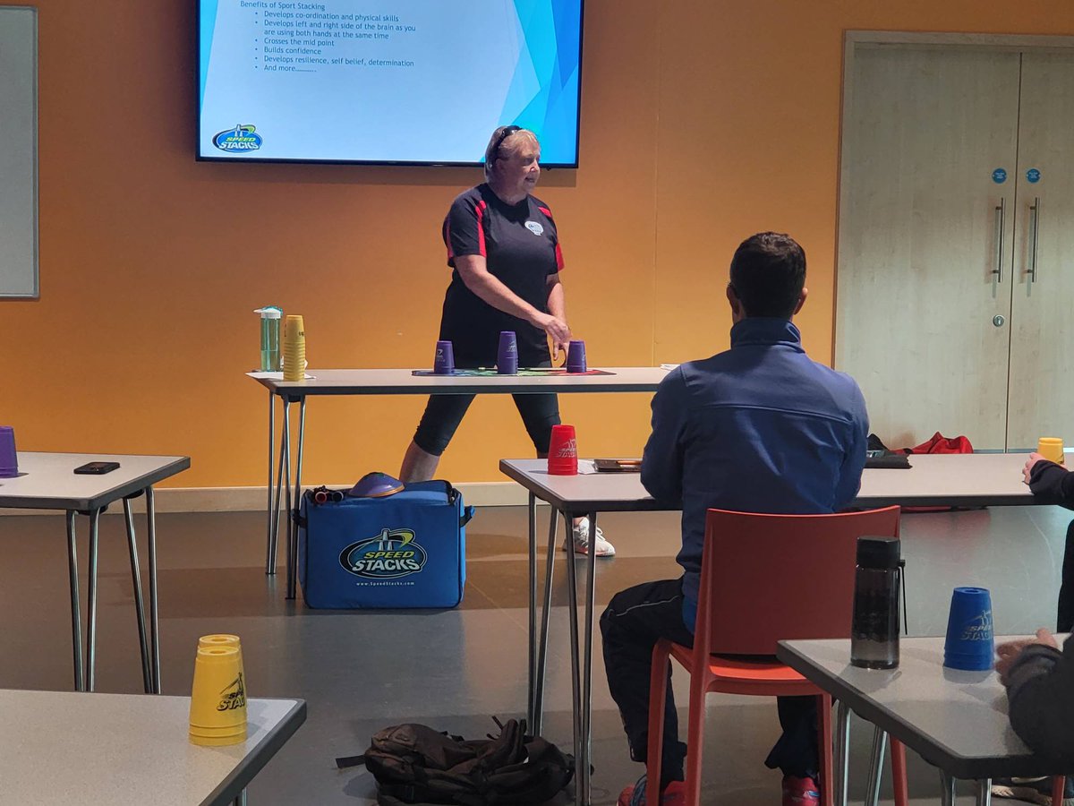 MoveMoreCIO's tweet photo. Workshop 2 underway with a variety of topics to include
#SportInclusion #adhd #autism
#SpeedStacking fun
#NaturalMindfulness
#Cheltenham #TeacherCPD #PEConference #EveryChildActive #PrimaryPE @ Hartpury Sports Academy @Speedstackuk Speed Stacks UK https://t.co/tBMf0oLIQU