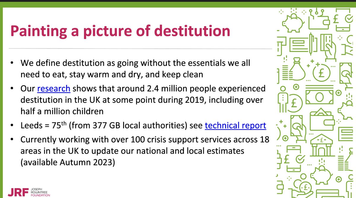 Excellent <a href="/leedscitycounc1/">leedscitycouncil</a> Financial Inclusion Unit's Steering Group meeting, really appreciate mix of strategy, research &amp; practical solution-searching (and solution-finding). <a href="/jrf_uk/">Joseph Rowntree Foundation</a> research shows Leeds at 75th highest area of destitution out of 377 - more solutions needed.