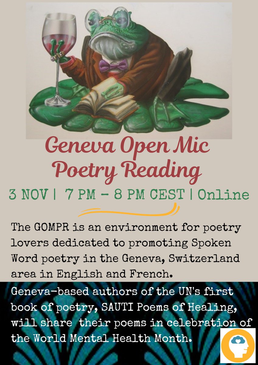 FICSAHQ's tweet photo. ⏰Not to miss this week: the Geneva Open Mic #Poetry Reading 🇨🇭🎤, taking place online tomorrow, 7-8pm CET. Send us a DM for the meeting link! https://t.co/2gcKvkDCgT