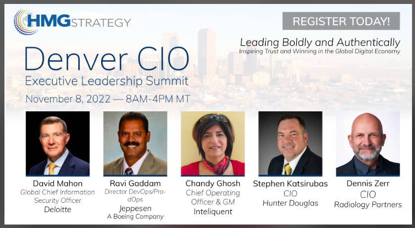 HMGStrategy's tweet photo. CIO Leadership: The CIO as Cultural Change Agent will Power the Discussion at the 2022 Denver CIO Executive Leadership Summit on November 8: https://t.co/3WkRaUMtAP #CIOLeadership #CIOSummits #CIO #CISO https://t.co/FTV9rIQCFb