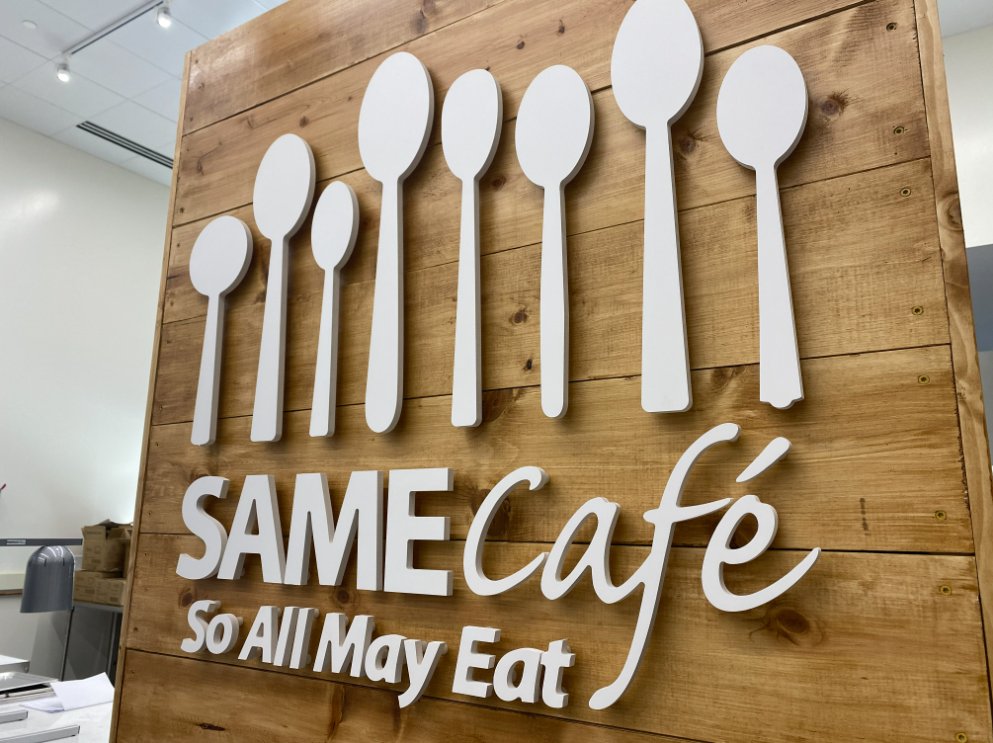 ToledoLibrary's tweet photo. SAME Cafe opens this Friday! The public is welcome to join us for remarks and a ribbon cutting at 10:30 a.m. and stay to order a fresh and delicious lunch. Located inside Main Library, SAME (So All May Eat) provides healthy food through time, money, or food donations. https://t.co/HZXep4Guuj