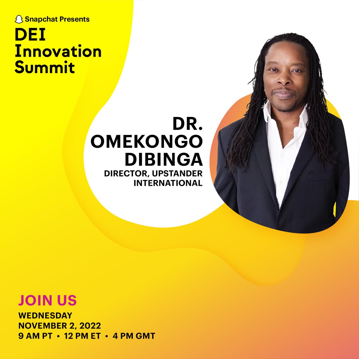 So excited to speak @Snapchat DEI Innovation Summit today! There is a great list of speakers today including @KekePalmer & @Oona_King This event is organized by several tech companies including @Google, @Spotify, @Apple, @Uber, @Amazon, & @Nike. It’s free! snapdeisummit2022.splashthat.com/ACT