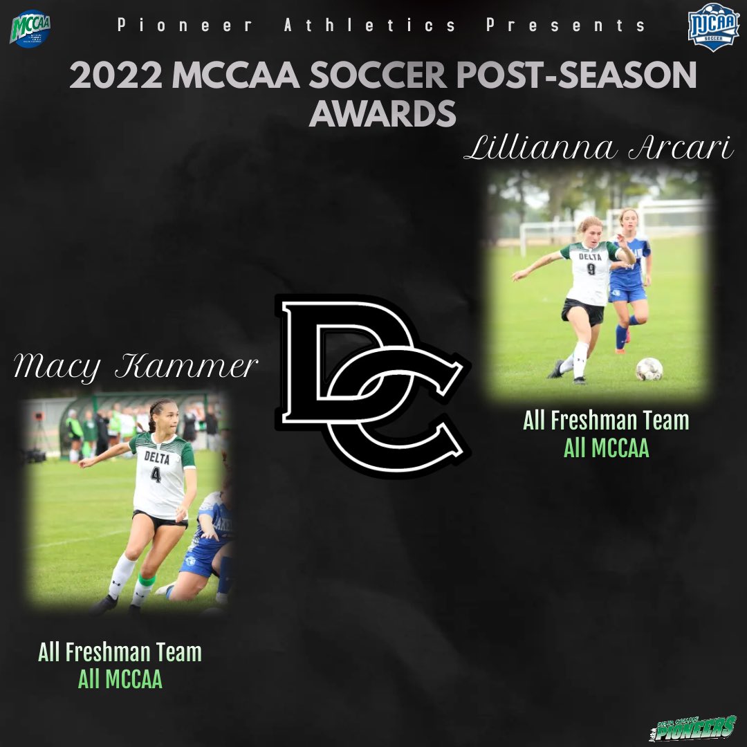 🚨CONGRATULATIONS🚨
Congratulations to our Pioneer Women’s Soccer student-athletes on their 2022 MCCAA Conference post season awards!! #GreenMindset #PioneerPride #JUCOTough 💚🤍 <a href="/DCWOSOCC/">DC Women's Soccer</a>