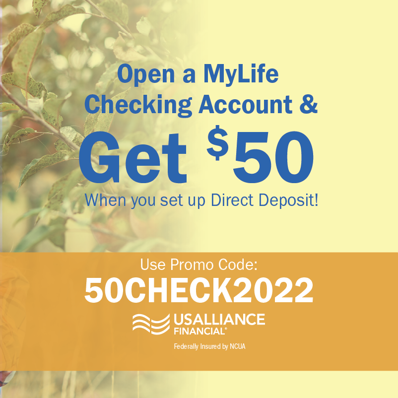 USAllianceFCU's tweet image. USALLIANCE has the pick of the patch this year! 

Earn $50 when you open a USALLIANCE MyLife Checking Account with direct deposit! 

Learn more by visiting go.usalliance.org/fall-mylife-ch…
•
•
•
#USALLIANCE #checkingaccount #pickofthepatch