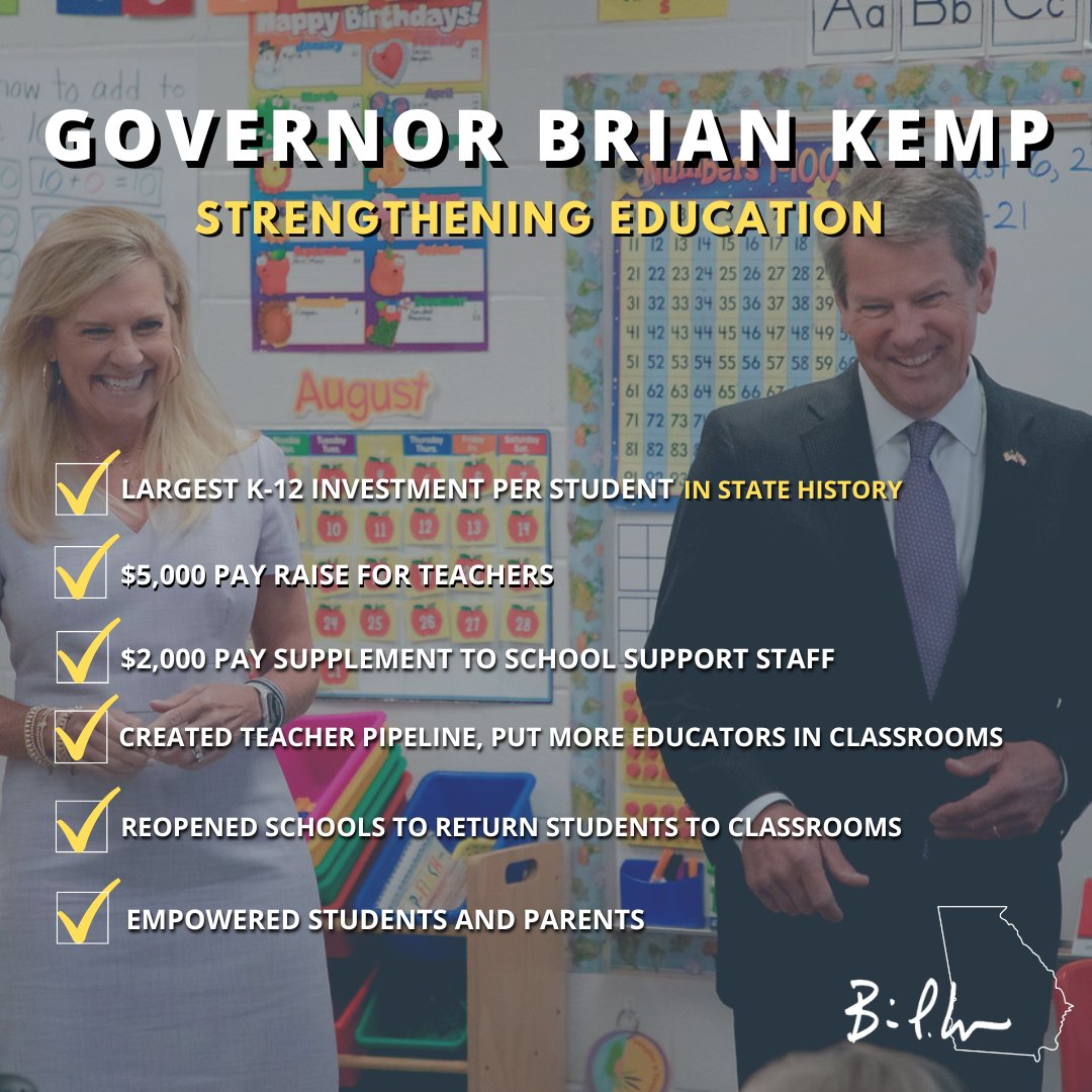 Marty and I believe that every child in Georgia has a right to a high-quality education, no matter their zip code. That's why we're working hard for students, parents, and teachers, and we'll continue to do so!