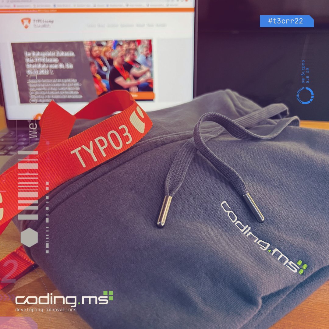 codingms's tweet image. JA, wir sind dabei! 😎 Nur noch zwei mal schlafen bis zum @T3CRR. Es ist alles vorbereitet. Ob wir in unseren neuen Pullovern eine gute Figur machen? Keine Frage! Bleibt gespannt! Wir freuen uns! 🎉
#codingms #typo3 #typo3camprheinruhr #platinsponsoring #digitalisierung