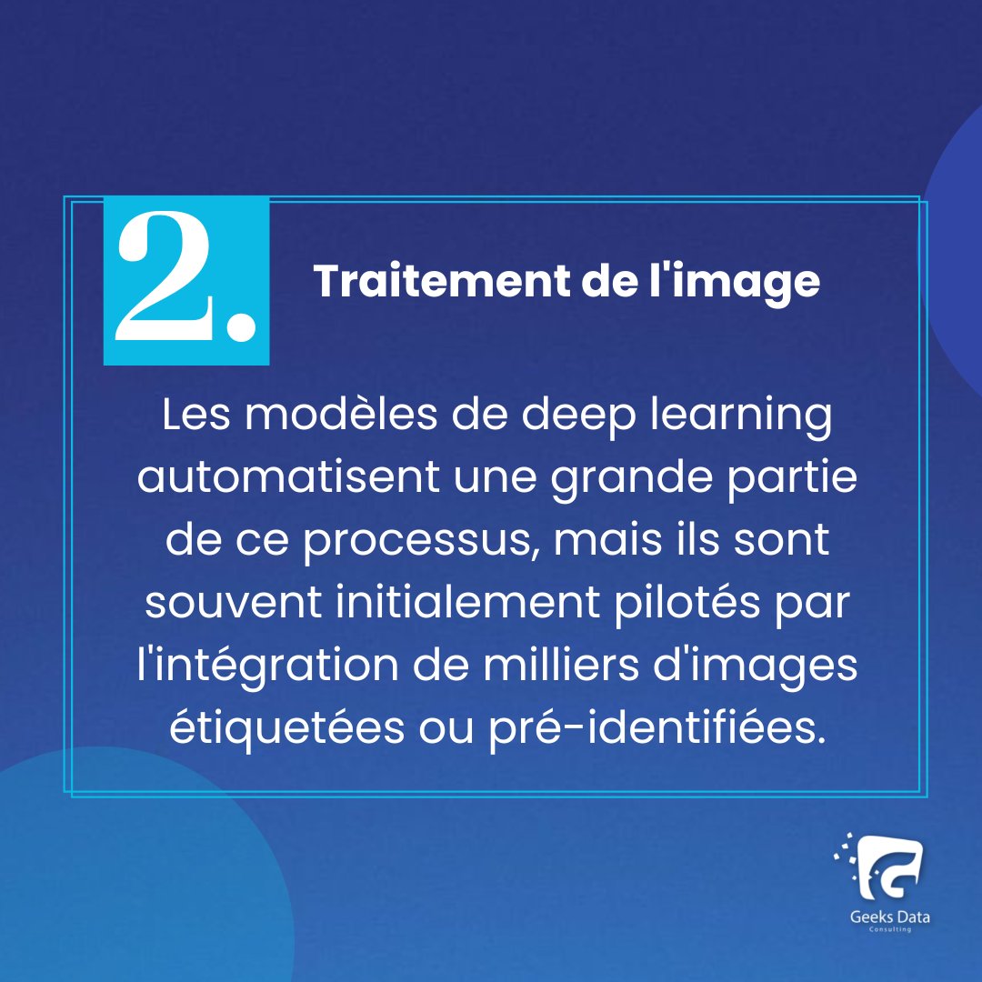 GeeksDataa's tweet image. Analyse d'images par méthode de Deep Learning est de plus en plus utilisé dans des contextes divers est variés. Trois grandes étapes peuvent être décrites: l'acquisition, le traitement et l'interprétation des images.
#Geeks #computervision #deeplearning #ia #informations #images