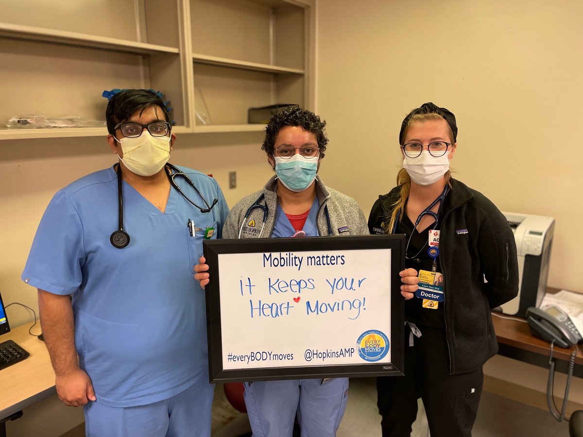 HopkinsAMP's tweet photo. Active patient = Active heart! #BedRestisBad #FallPrevention #ICUrehab #nursing #EndPJParalysis #everyBODYmoves #mobilityathon https://t.co/YnLPNpGMlt