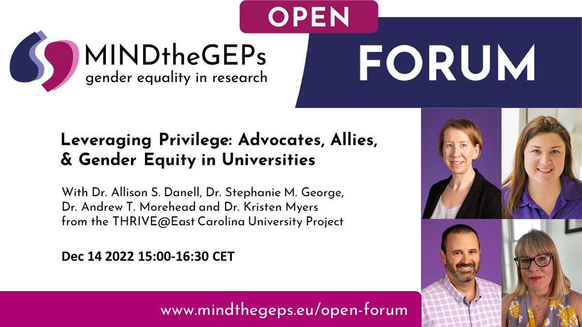 How to create engagement for #GenderEquality among privileged faculty and campus leaders? To find out, join our next Open Forum on 14 December 15:00 CET! Read more and register 👉 mindthegeps.eu/open-forum/