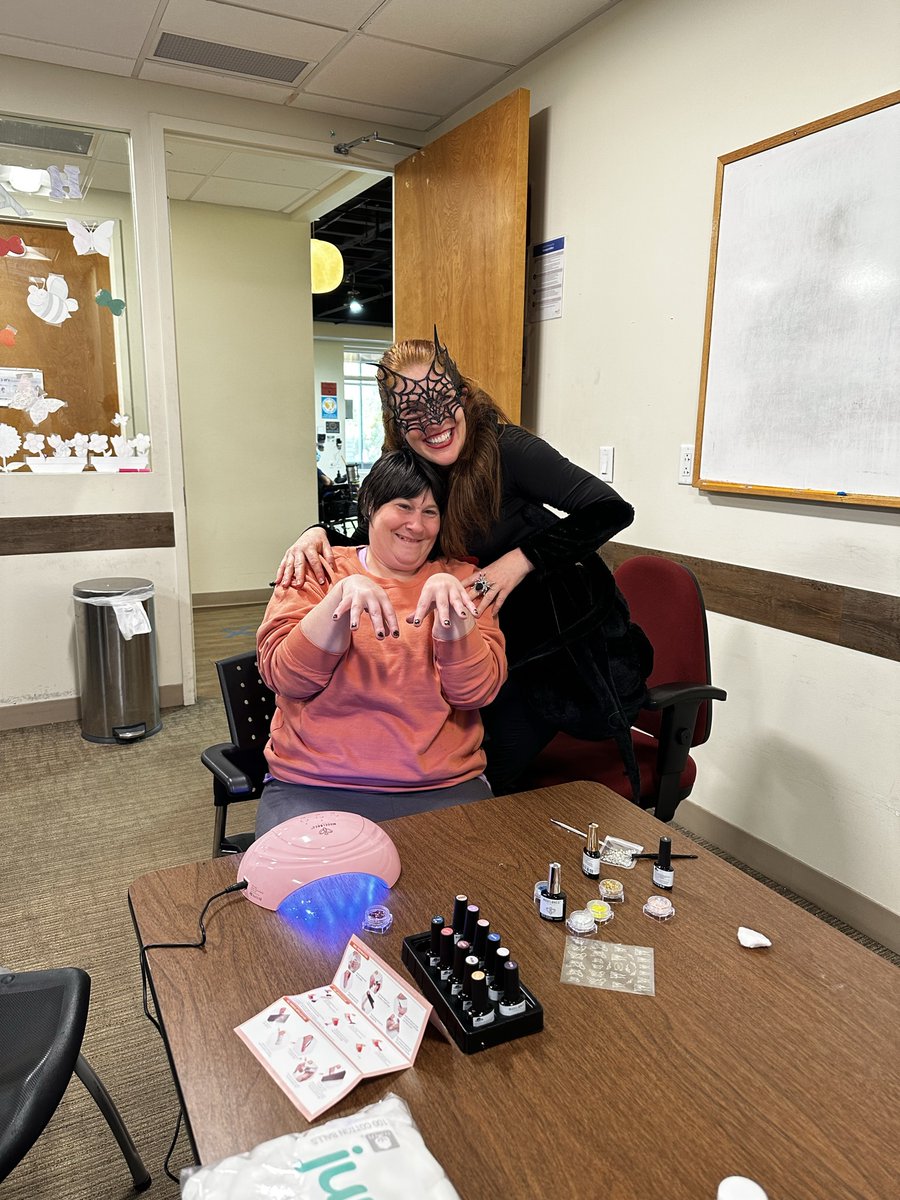 AbilityBeyond's tweet photo. Thank you @Regeneron for including us in your annual #RegeneronD4DG. Your volunteers brought bright smiles, beautiful nails and Halloween fun for our Day Programs consumers in Chappaqua. Thank you for making a difference in our community and for the people #AbilityBeyond serves! https://t.co/dFItWlwtK7
