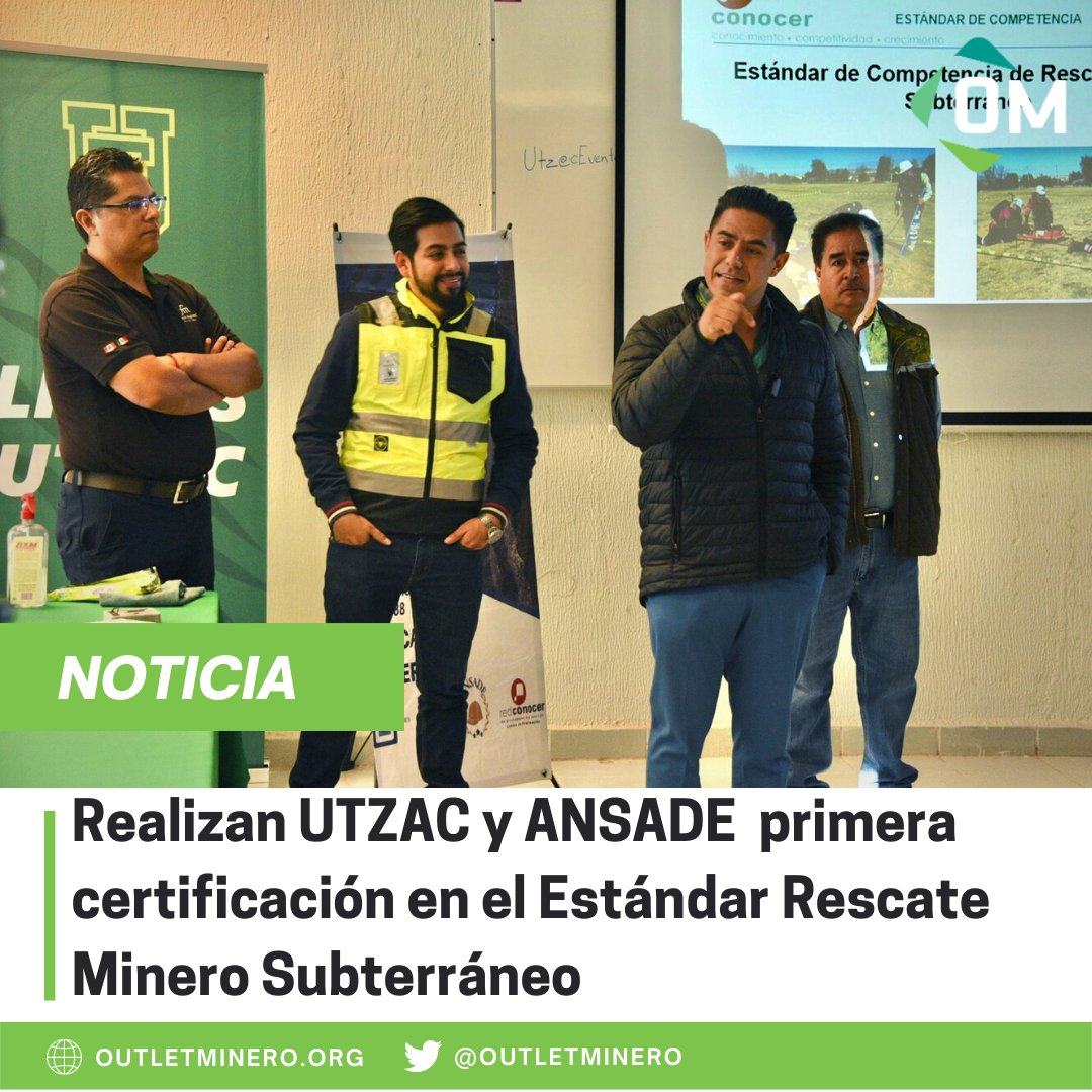 Outletminero's tweet photo. La @UTZACmx y el centro evaluador #ANSADE inician la primera certificación en el Estándar de Competencia EC1388 Rescate Minero Subterráneo, con el objetivo de ser un referente para la evaluación y certificación de rescatistas mineros.

Ver nota👉https://t.co/4kB5IMThrf https://t.co/qtWOdjgK83
