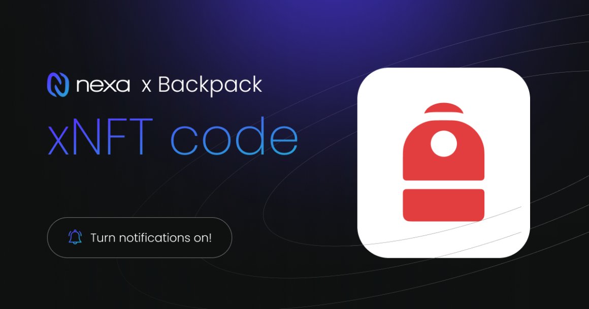nexa_network's tweet photo. Nexa x @xNFT_Backpack x @wao_gg Partnership D1:

Nexa works with 6 blockchains- what chains are those?

Be sure to:

1) Quote tweet the answer

2) Follow both @nexa_network as well as @xNFT_Backpack

3) We will be DMing winners daily

Stay tuned for more questions! https://t.co/KZXufT6rhY