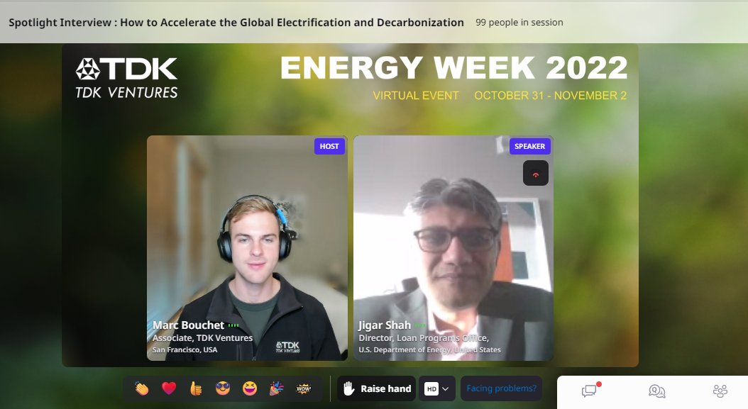 Kicking off Day 3 of TDK Ventures Energy Week with a Spotlight Interview with <a href="/JigarShahDC/">Jigar Shah</a> to decipher the complexities of Global Electrification and Decarbonization.

Join us Live: tdk-ventures-energy-week2022.com