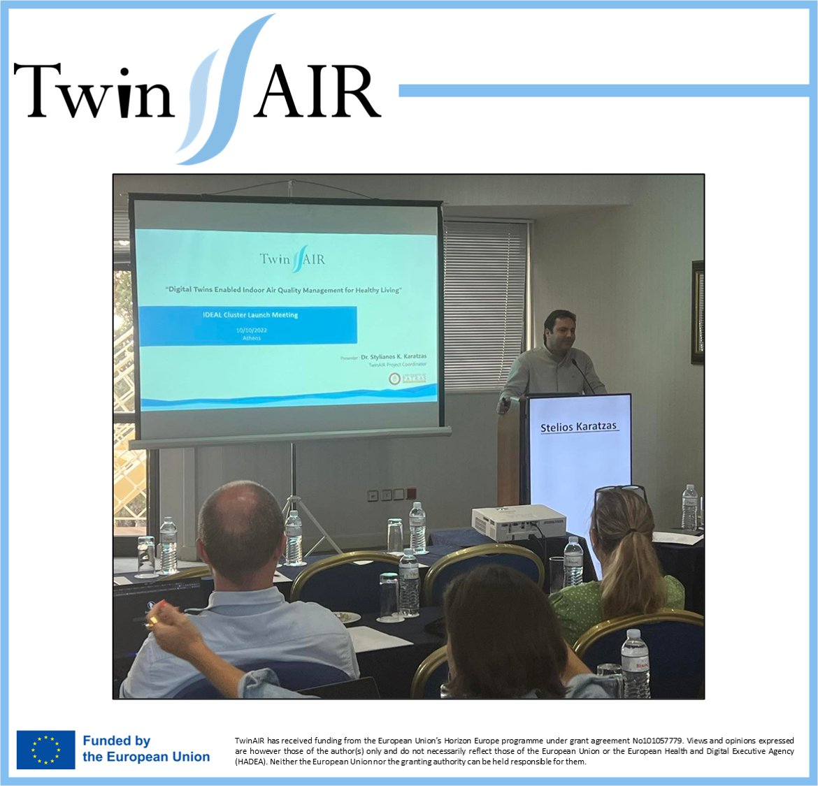 twinair_project's tweet photo. 🚀The #IDEAL cluster has kicked-off!
Dr. Stylianos Karatzas, the project coordinator of #TwinAIR, explained the main objectives of the project and its concept. 
The #workinggroups of the cluster have been set up and organized.
👉Read more on: https://t.co/2R1PovW6gN https://t.co/8j7Mx8RYu6