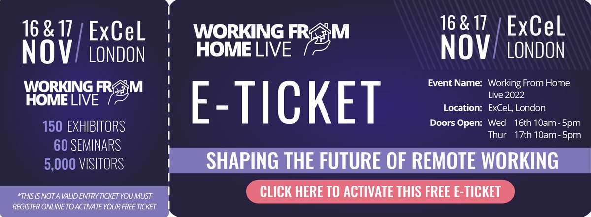Homeworkermag's tweet image. Only two weeks to go until the @WFH_Live expo!
We are looking forward to exhibiting and meeting some new faces. As part of Britain&apos;s biggest Business Show, there will be over 750 exhibitors and 200 seminars.
Get your free ticket here: bit.ly/3EudA9X