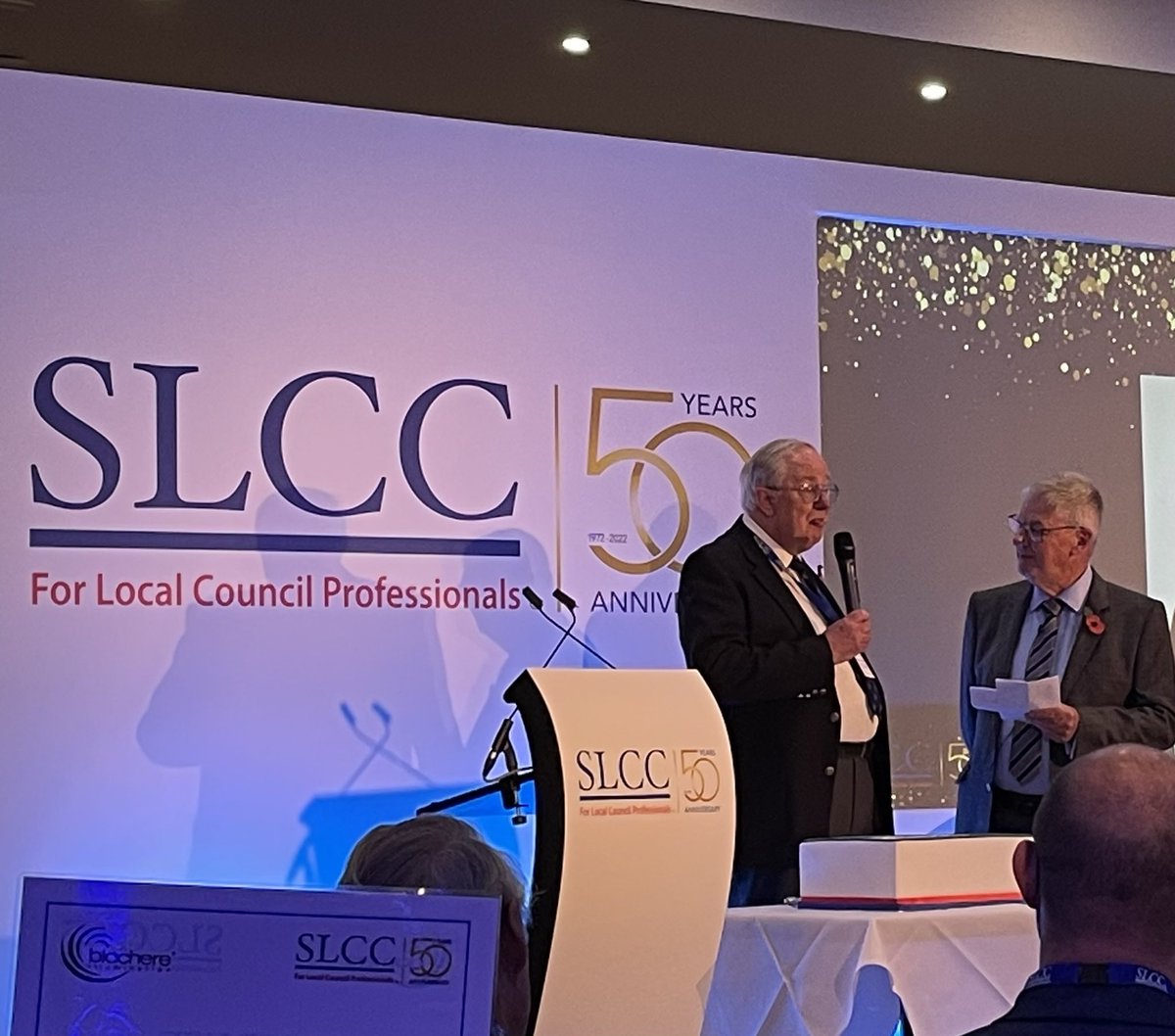 ⁦<a href="/SLCCnews/">SLCC</a>⁩ is celebrating 50 years today and this chap. Adrian Corder-Birch, was at the inaugural meeting.  He’s at the 50th Anniversary and is STILL clerking!  #legend #SLCCNational