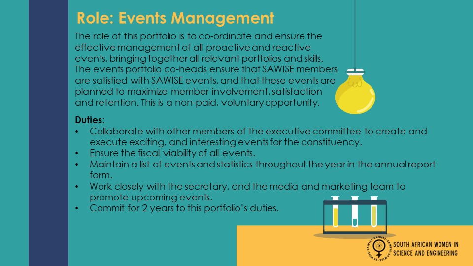 The_SAWISE's tweet photo. Apply now for our open position: Events management. This is a voluntary role for a term of 2 years. We would love to have you with us on our Executive Committee - send your CV to sawiseinfo@gmail.com to apply. https://t.co/If7sK9g0Ir