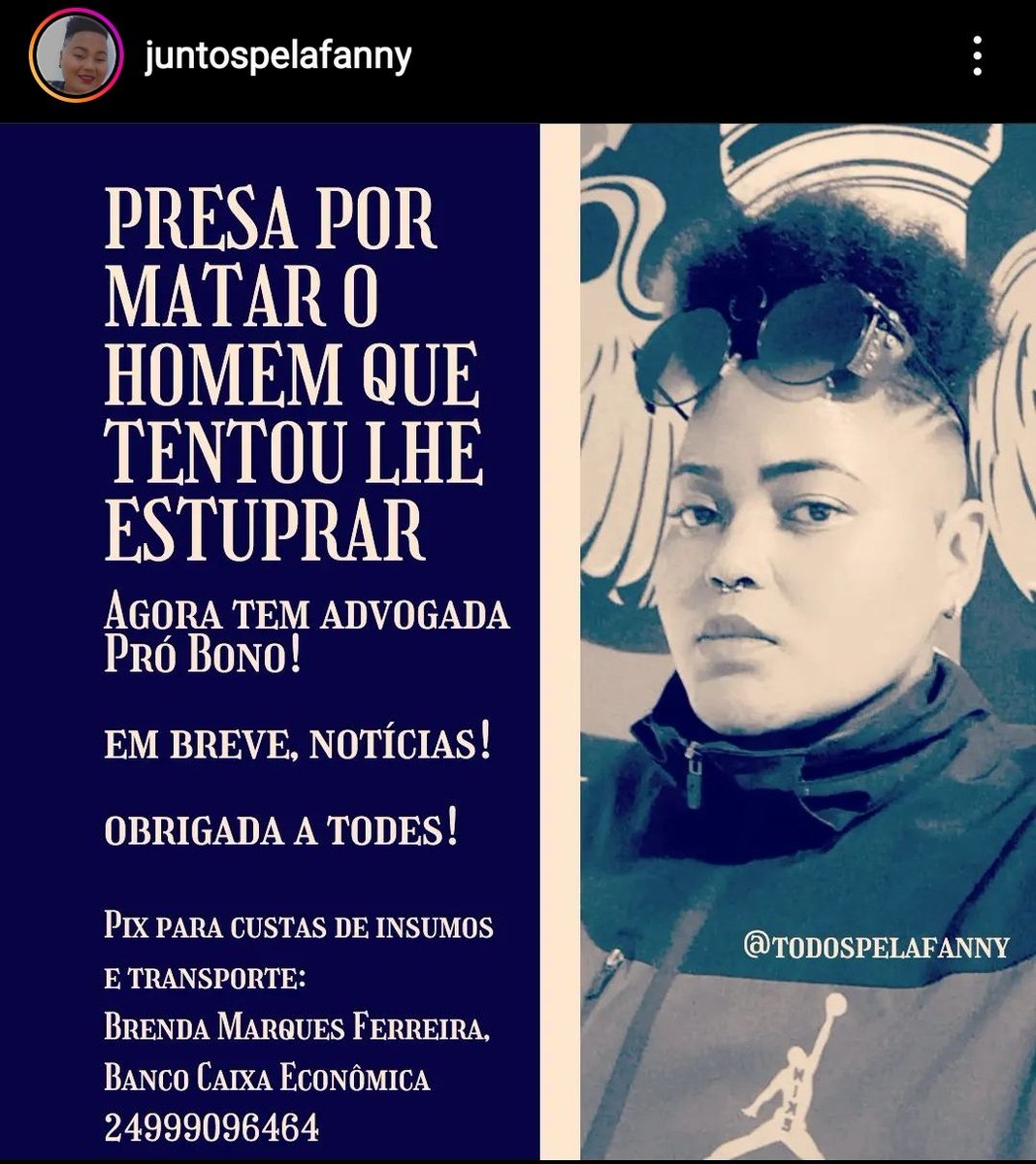 AjudaSapatao's tweet photo. Mulher lésbica e desfem foi presa por matar, em legítima defesa, o homem que tentou lhe estuprar. #juntaspelafanny #liberdadeparafanny

https://t.co/gxalfTyRty https://t.co/aslqvj2Tu4
