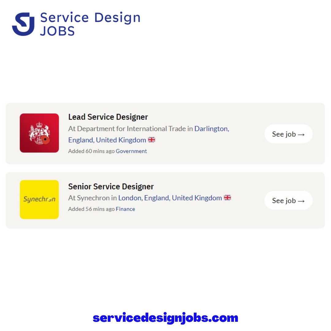 sdxjobs's tweet photo. 📢New Jobs Update💯
We found 8 new #servicedesign jobs today😉
#servicedesignjobs #servicedesigner #jobs #careersupdate #newjobs #worldwidejobs #remotejobs #SDJ https://t.co/lcL4VbHkeD
