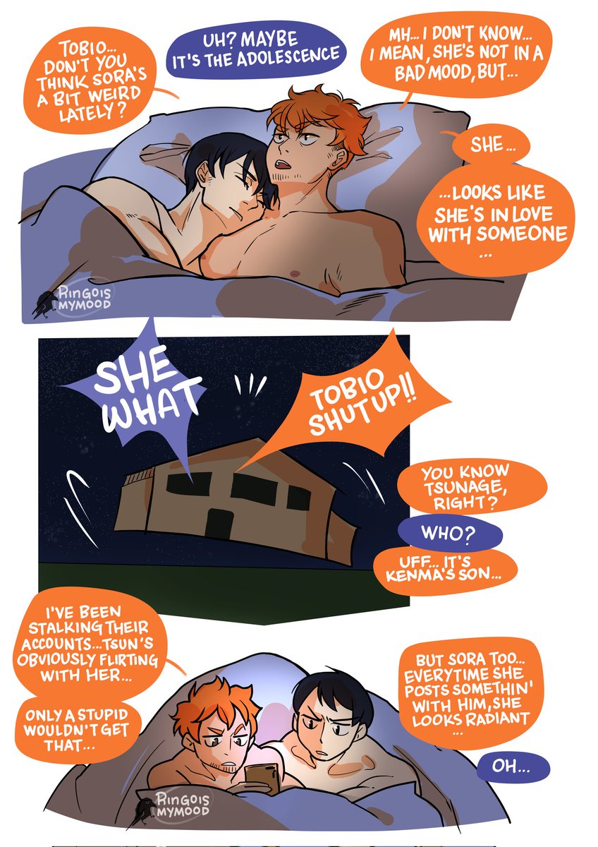 Shoyo has a weird feeling: what if Sora has a crush?😳
Disclaimer: Tobio doesn't want to kill Tsu... for now.
#Haikyuu #haikyuunextgen #kagehina 