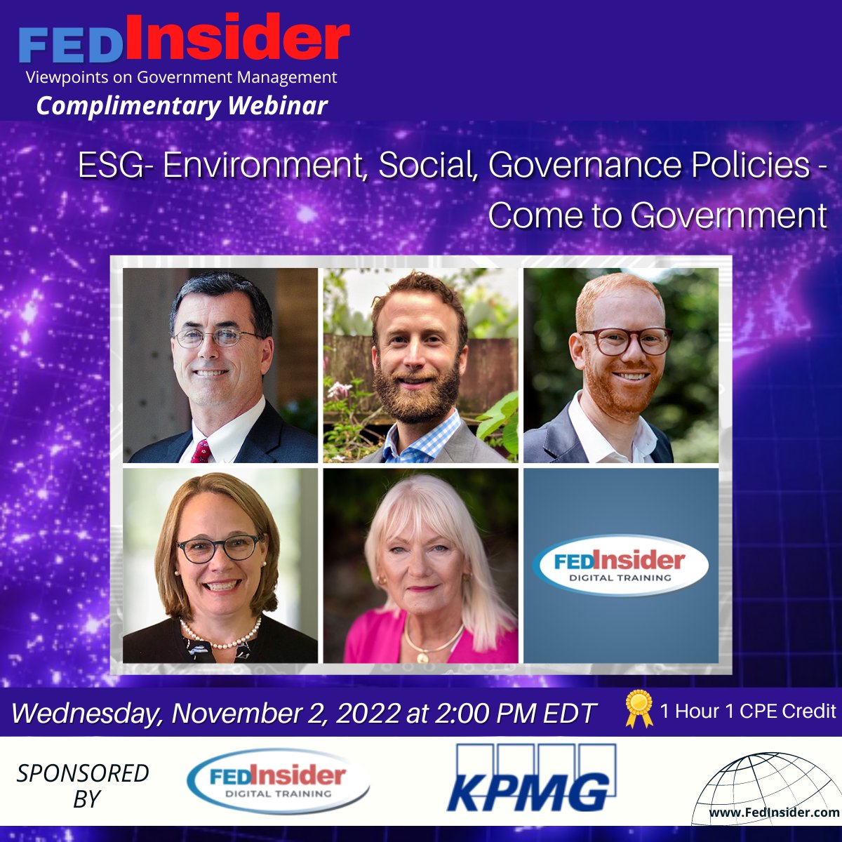 PegHosky's tweet photo. TODAY: Join @FedInsider on 11/2 at 2PM as #SFERS @NSF @CalSTRS & @KPMG_US share how federal, state and local government placing a strategic focus on #ESG can produce tangible impacts on operations, finances & organizational resilience.
Register Free: https://t.co/SJK4JV42uv https://t.co/z4VevUhc0l