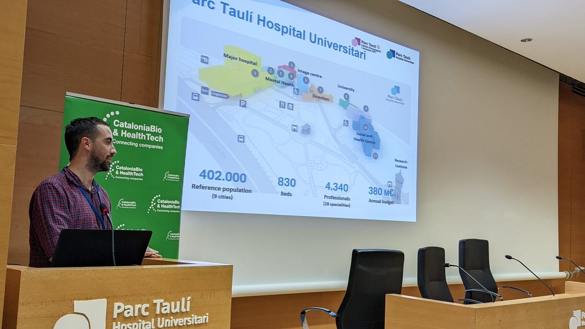 CataloniaHealth's tweet photo. 🔛 The #HospitalConnection at @parctauli & @I3ptT
just started!
Lluís Blanch (Director @I3ptT) and Javier Selva (CEO #CataloniaBioHT) welcome everyone.
🏥 Ready to learn the unmet clinical needs to foster joint hospital-company solutions.
#WeAreCataloniaBioHT #innovation https://t.co/PQ4v9iQyeP