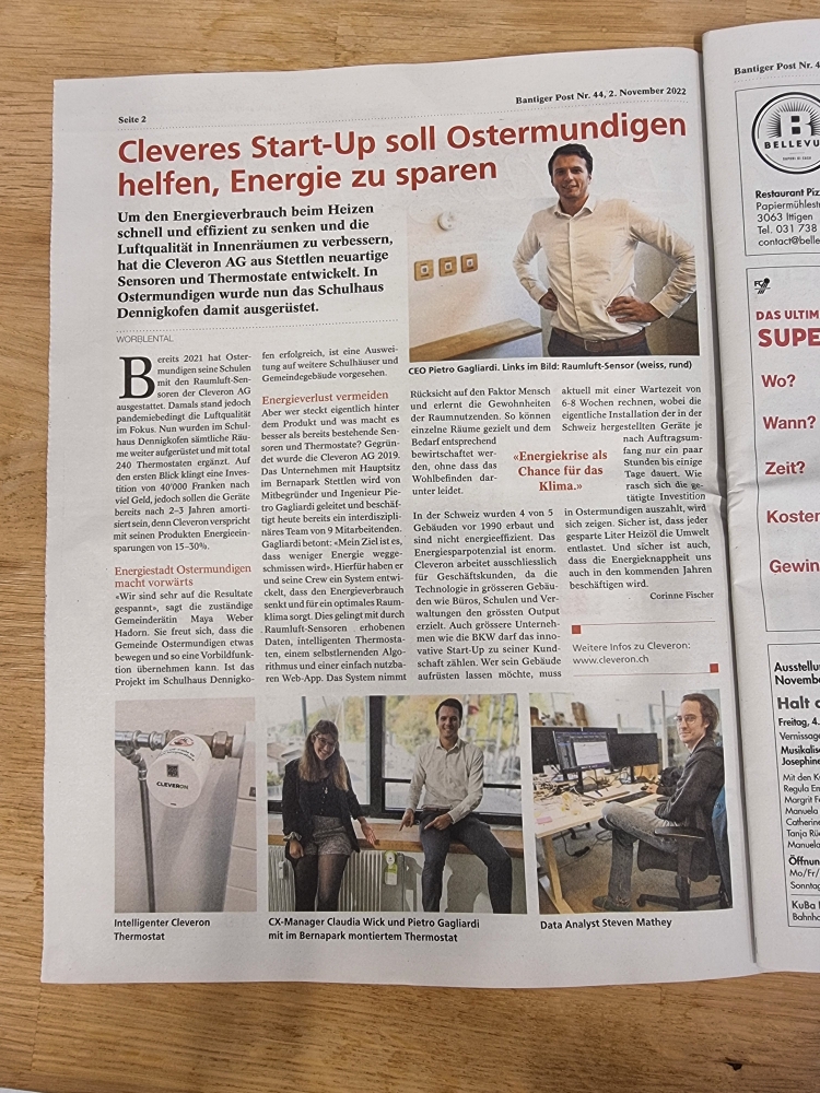 📰Heute auf Seite 2 der Bantiger Post: CLEVERON! bantigerpost.ch/cleveres-start…