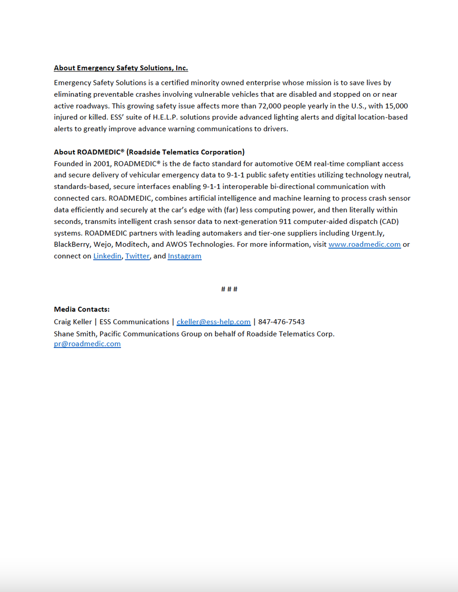 ESS_Help's tweet image. Please follow the link to read the Press Release
prnewswire.com/news-releases/…

▶️ Link in Bio ◀️

#ESSHELP #PressRelease #ConnectedVehicles #Automotivelighting