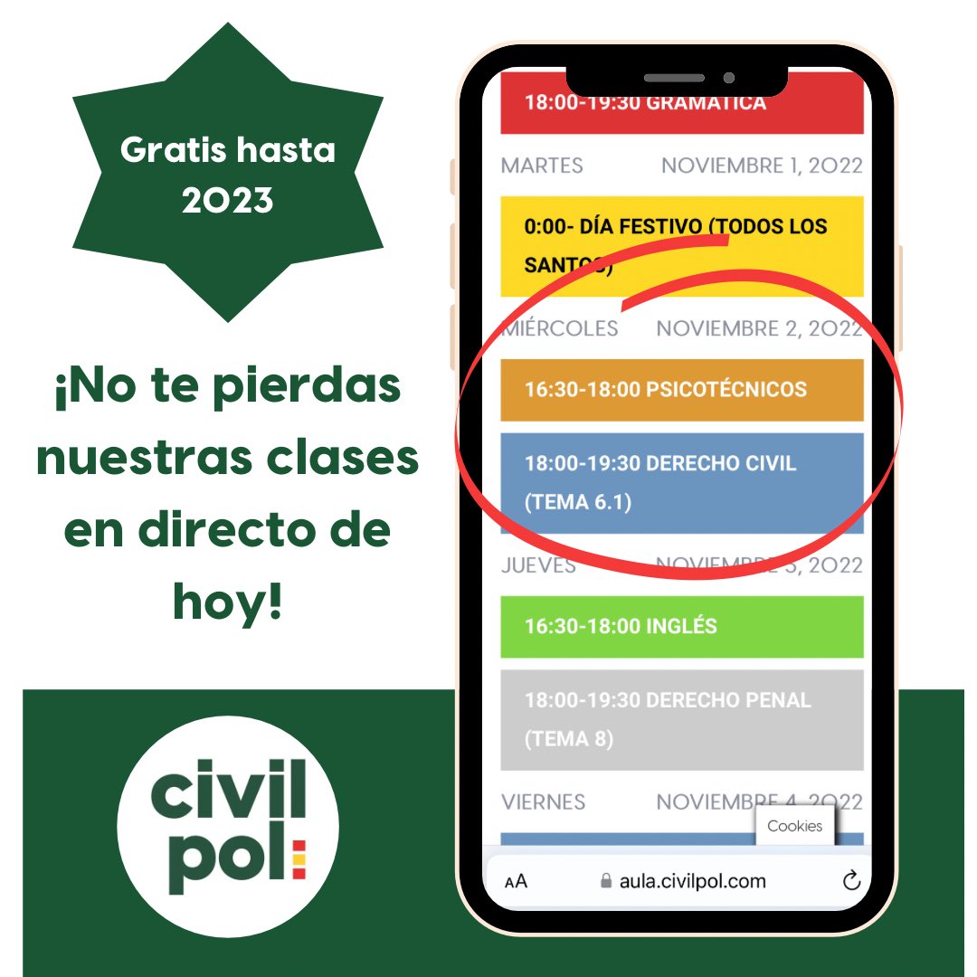 Civilpol_'s tweet photo. 🚨 ¡Atención a nuestra PROMOCIÓN ESPECIAL!

🟢 Matriculate gratis en Civilpol hasta 2023

🔸 Con acceso a Innotest Premium noviembre y diciembre 15€ al mes.

🔸A partir de enero, 50€ al mes incluyendo Innotest Premium y 40€ sin el.

https://t.co/KVAbdWWWlA 🇪🇸 

#GuardiaCivil https://t.co/Q2eGJaBqN6