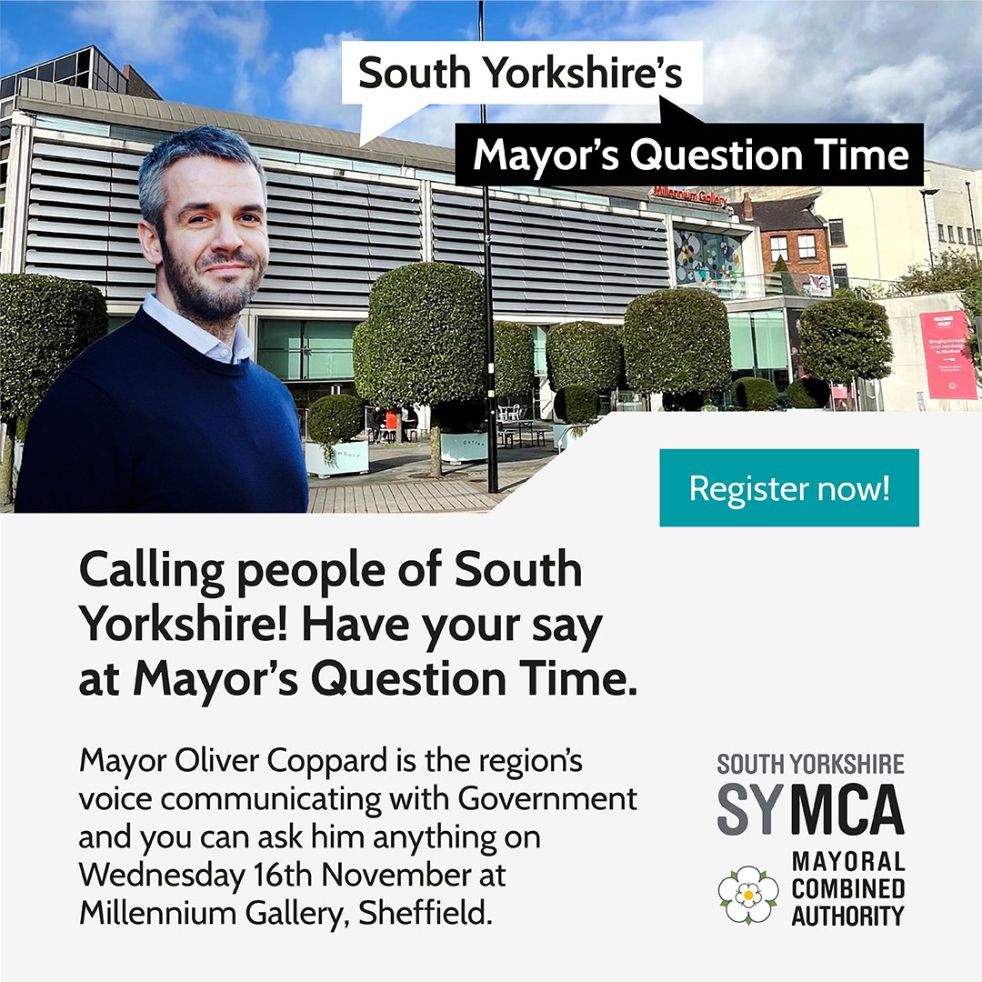 SouthYorksMCA's tweet image. Are you concerned about what the #CostOfLiving means for you and your community? So is Mayor Oliver Coppard.

That is why he is inviting #SouthYorkshire residents to come and ask him anything at the next Mayor's Question Time event. ⤵️