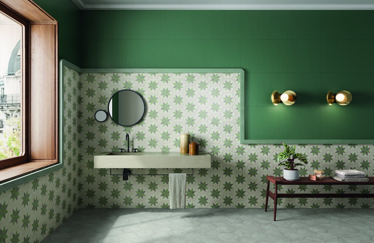 Terra Art reinvents contemporary residential and commercial interiors, giving rise to simply irresistible vintage-chic ambiances. #tile #katelotile #hextile #greentile #porcelain