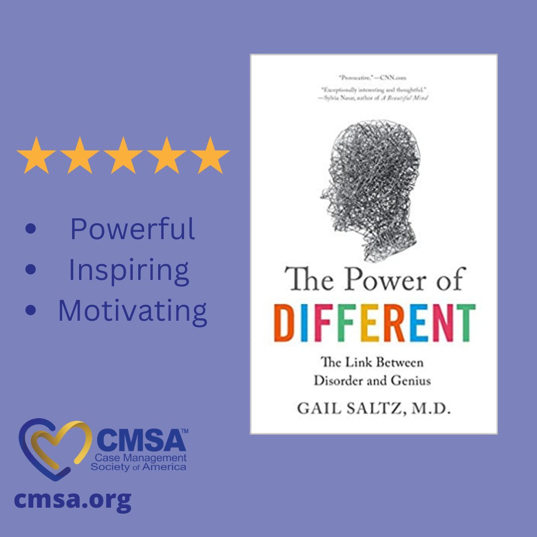 CMSANational's tweet photo. Today's #Recommendation is a beautifully written book, #ThePowerOfDifferent, delving into the hidden strengths we can find in our struggles. With engaging scientific research and personal stories, this book is a must-read! #CMSA #CaseManagement #GailSaltz https://t.co/vLsYZK71RB https://t.co/Mne93GIiGn