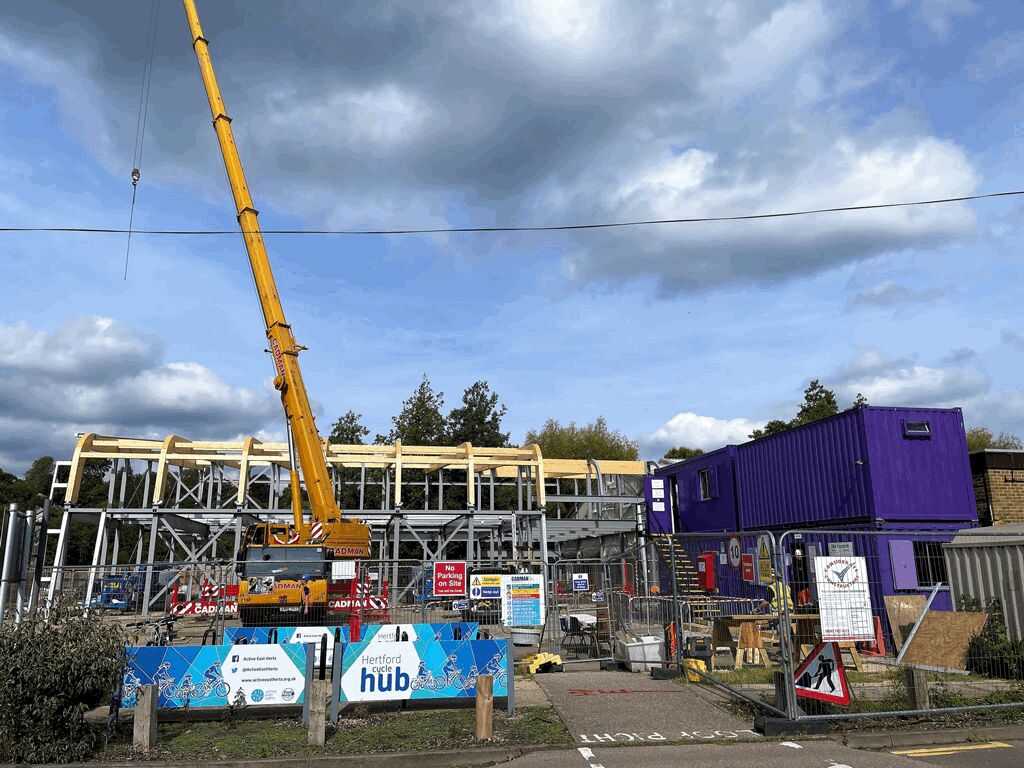 CadmanCranesLtd's tweet photo. We recently teamed up with @CadmanConstruc1 to assist with the installation of specialist #HessTimber Glulam Beams at #HarthamLeisureCentre, using one of our trusty 60-tonne Liebherr LTM1060-3.1 mobile cranes
#CadmanConstruction #CadmanCranes #Collab #Construction #LeisureCentre https://t.co/9TP08RbMjs