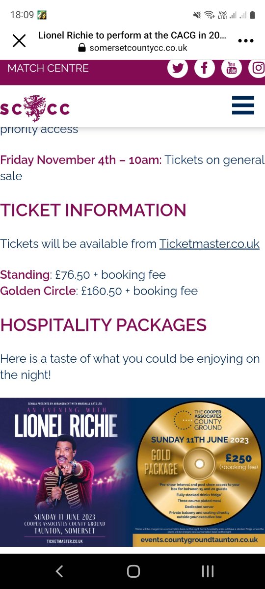 tich1983's tweet photo. @SomersetCCC prices are a bit different #lionelrichie https://t.co/8QIcriHTBt