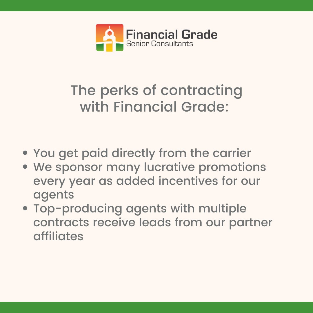 FinancialGrade's tweet image. Selling insurance isn’t just your job, it’s your livelihood.

That’s why Financial Grades offers competitive commissions and big bonuses for our contracted agents!

#InsuranceAgent #InsuranceBusiness #InsuranceCommissions