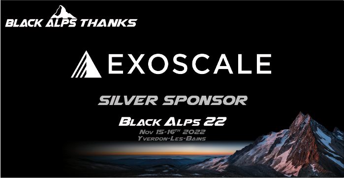 BlackAlpsConf's tweet photo. Thanks to @Exoscale, Silver sponsor of #BlackAlps22!
More on https://t.co/9UUgZy7Tax https://t.co/ciookRD68m