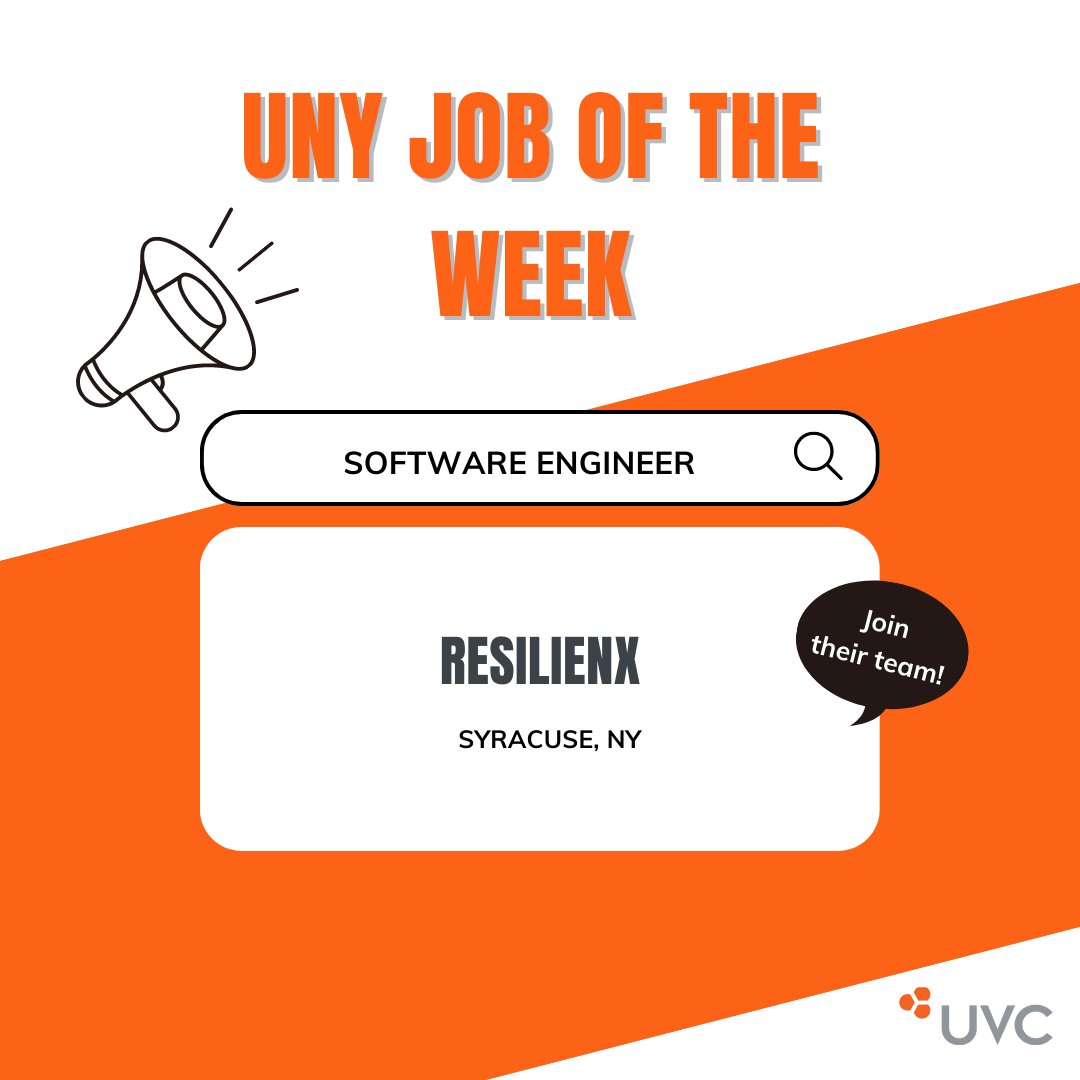 ResilienX is looking for a software engineer!
To learn more, visit buff.ly/3NrJxCb  

#techstartups #cny #uvc #upstateventureconnect #cnyjobs #techjobs #career #syracuse #unyjobs #startup