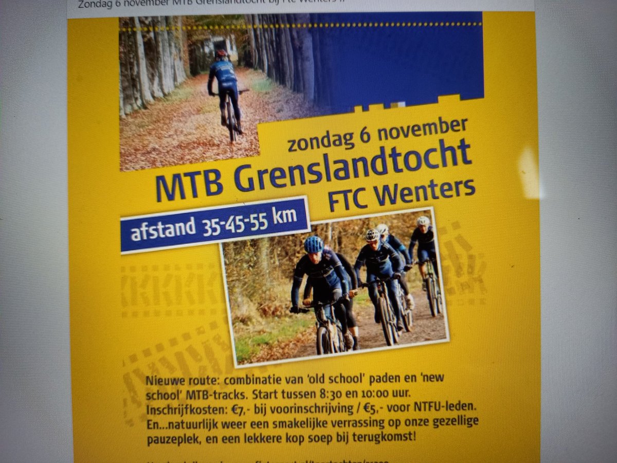 DomienE's tweet photo. @FTCWenters op de MTB met de kids, of vooral voor de fun  of juist prestatief? FTC Wenters houdt zondag de gevarieerde en uitdagende Grenslandtocht door het prachtige buitengebied can Winterswijk. Afstanden 35, 45 of 55 km. Inschrijven tussen 8.30 en 10 uur. https://t.co/i15XVMqyuy