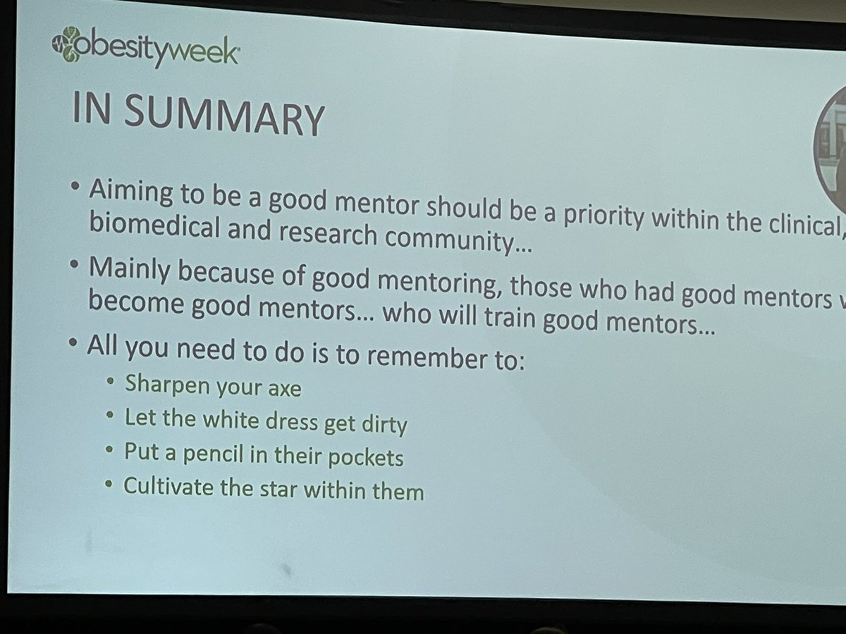 Love the use of storytelling to illustrate the importance of good mentorship. #josefernandez did an amazing job on this subject. <a href="/ObesitySociety/">The Obesity Society</a> <a href="/ObesityWeek/">ObesityWeek®</a> #OW2022