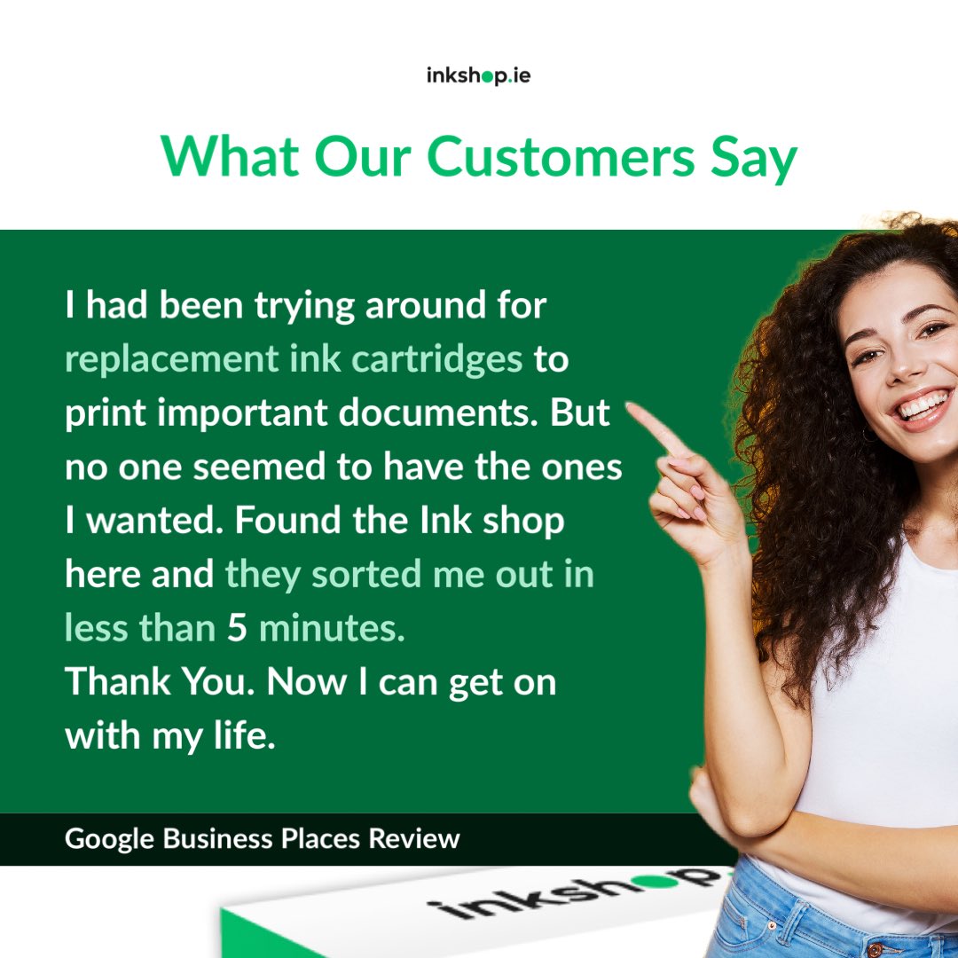 InkshopI's tweet photo. “…Found the Ink shop here and they sorted me out in less than 5 minutes. Thank You. Now I can get on with my life.” Check out our Google Business Profile reviews at https://t.co/72ZoluEPnr https://t.co/DW5l3IHW1d
#shoplocal #corkbusiness #cork #inkshop #printerink #inkcartridge https://t.co/y1S4fklekl
