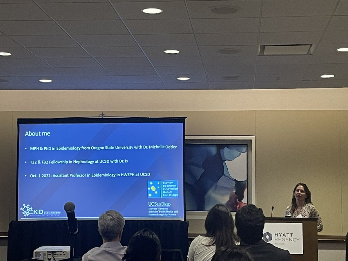 Dr Lindsay Miller <a href="/LindziMo/">lindsay miller</a> from <a href="/ucsdnephrology/">UCSD Nephrology</a>  <a href="/UCSanDiegoSPH/">UC San Diego Herbert Wertheim School Public Health</a> discussing her work done on proteomics and cognitive impairment using <a href="/CRICStudy/">CRIC Study</a> and #biomarkers #CkdBioCon #Kidneywk