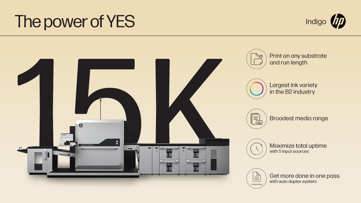 Ready to experience the power of YES? Click to discover how the highly-versatile capabilities of our all-powerful, all-purpose #HPIndigo 15K Digital Press, can help you expand your business: bit.ly/3SUoZ6s