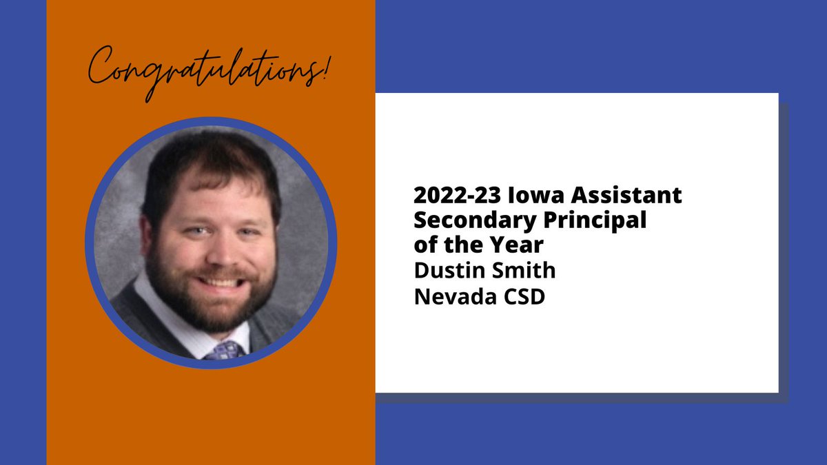 sai_iowa's tweet photo. 📣 Announcing the 2022-23 Assistant Secondary Principal of the Year Dustin Smith of Nevada, congratulations!

https://t.co/LxyU9cpVqj https://t.co/Qdn4zSfYUS