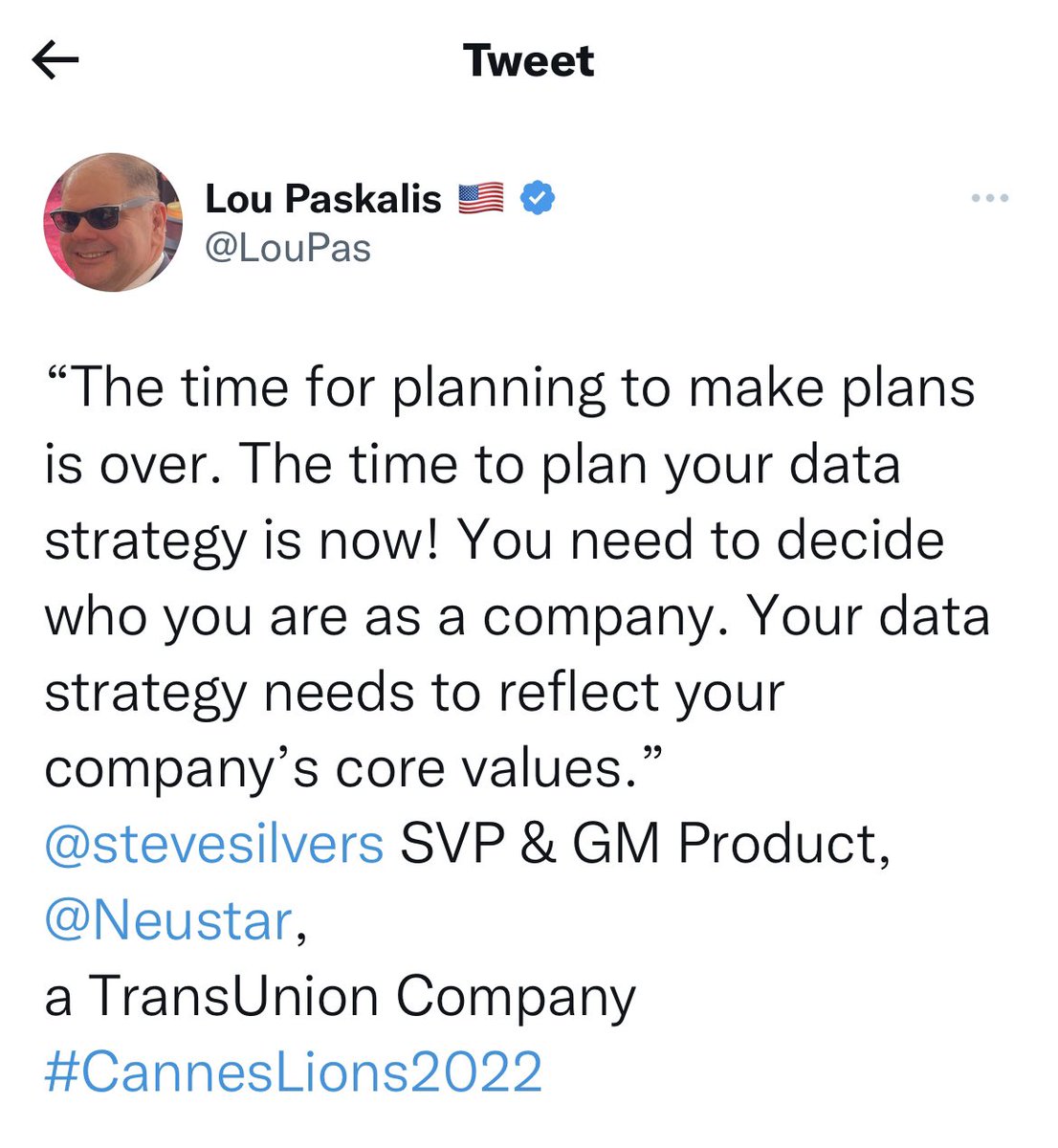 LouPas's tweet photo. Thank you, Brand Safety Institute, for inviting me to address your Brand Safety Advisory Council today on linkages between marketer’s Data Strategy and Brand Safety and Suitability. Your data strategy should reflect your values, respect your customers and differentiate your brand https://t.co/GEkYjWONgd