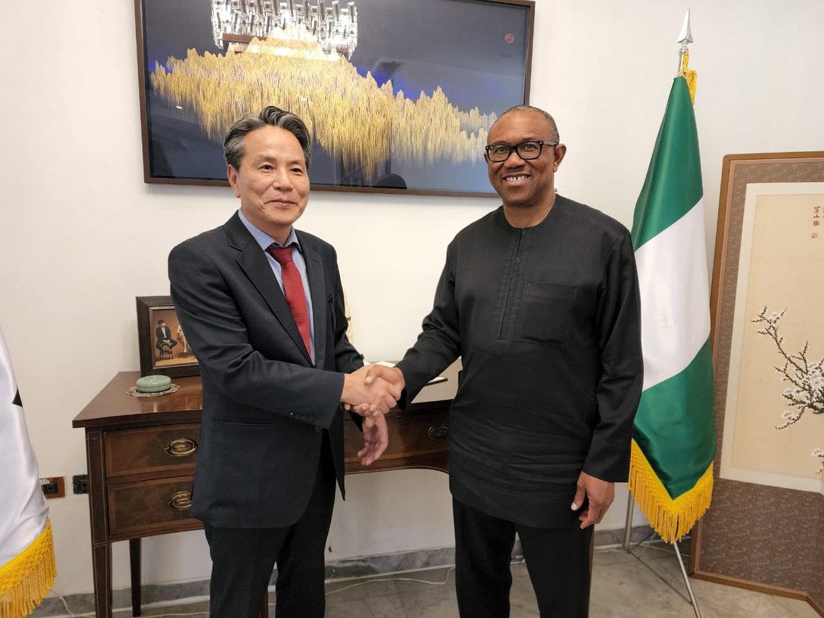 PeterObi's tweet photo. I had the honour of calling on H.E. Mr KIM Young-chea of Republic of Korea. We exchanged views on comparative politics and salient points of nation building and diplomacy. -PO https://t.co/rAK7dUxCL2